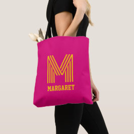 Moderne stilvolle fuchsia und gelbe monogramm Name