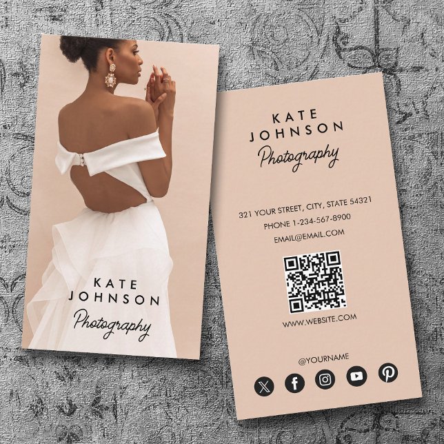 Moderne, stilvolle Full Foto Einfache Fotografie Visitenkarte (Modern Stylish Full Photo Simple Photography Business Card)