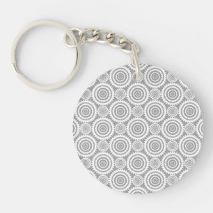 Moderne stilvolle geometrische Kreise Grau und Wei Schlüsselanhänger