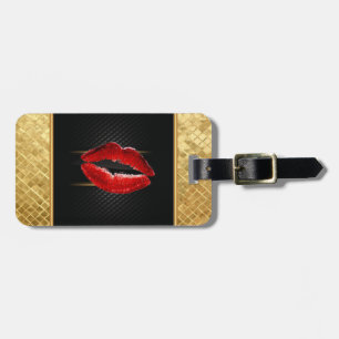Moderne, stilvolle Glitzer Rote Lippen, schwarz-Pe Gepäckanhänger