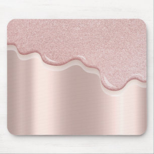 Moderne stilvolle Glitzer Tropfen Rose Gold Mousepad
