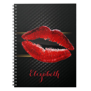 Moderne stilvolle glitzernde rote Lippen, personal Notizblock
