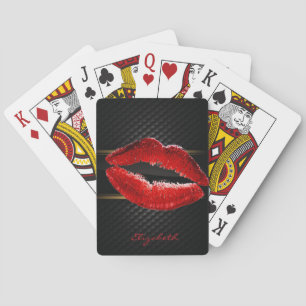 Moderne stilvolle glitzernde rote Lippen, personal Spielkarten