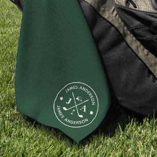Moderne stilvolle Golfer-Monogramm & Name personal Golfhandtuch