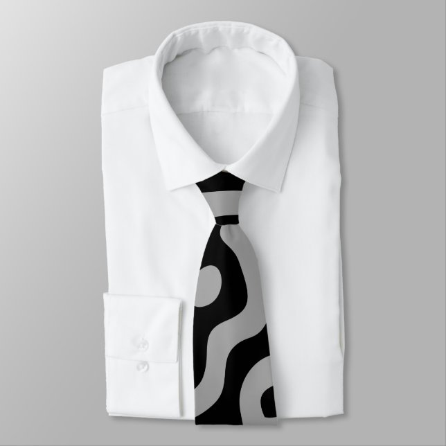 Moderne, stilvolle Gray & Black Classic Krawatte (Gebunden)