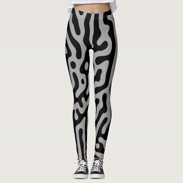 Moderne, stilvolle Gray & Black Classic Leggings (Vorderseite)