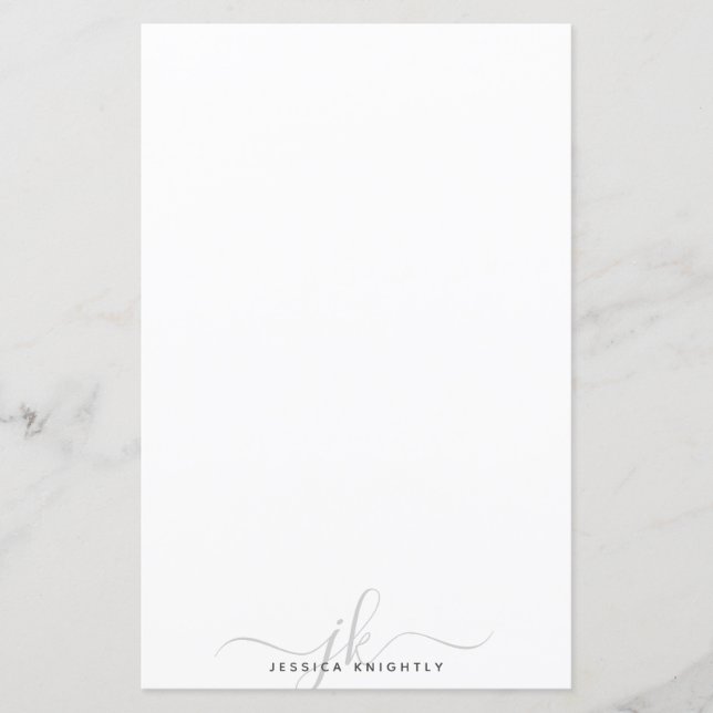 Moderne, stilvolle Gray Monogram Initials Minimal (Vorderseite)