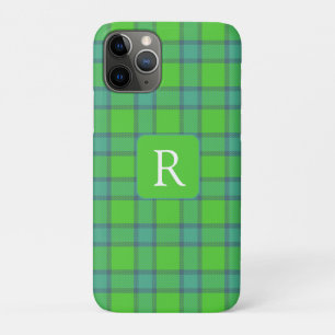 Moderne stilvolle grüne und blaue Karo-Tartan-Mono Case-Mate iPhone Hülle