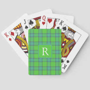 Moderne stilvolle grüne und blaue Karo-Tartan-Mono Spielkarten