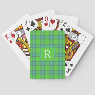 Moderne stilvolle grüne und blaue Karo-Tartan-Mono Spielkarten