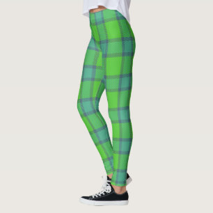Moderne stilvolle grüne und blaue Karo-Tartan-Must Leggings