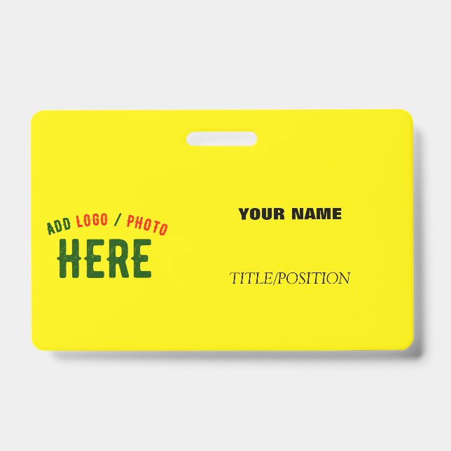 MODERNE, STILVOLLE, HELLE GELBEN-ÜBERPRÜFTE MARKE AUSWEIS (Vorderseite)