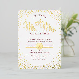 MODERNE STILVOLLE HOCHZEIT Konfetti Marsala Gold Folieneinladung