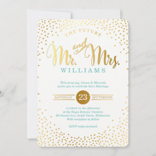 MODERNE STILVOLLE HOCHZEIT Mini Goldkonfetti Minze Einladung
