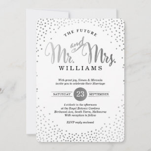 MODERNE STILVOLLE HOCHZEIT mini silbernes Konfetti Einladung