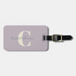Moderne stilvolle Kalligrafie-Monogramm-Staub-Lila Gepäckanhänger
