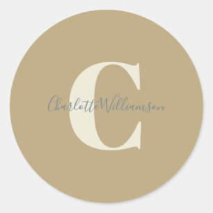 Moderne stilvolle Kalligrafie monogrammierter Name Runder Aufkleber