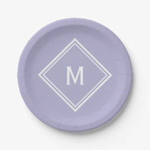 Moderne stilvolle lila benutzerdefinierte Monogram Pappteller