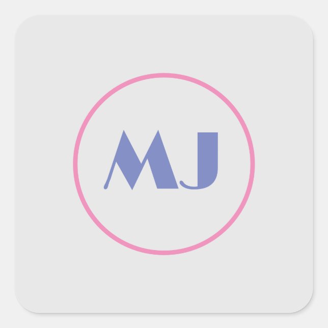 Moderne, stilvolle Monogram Blue Initial Letters G Quadratischer Aufkleber (Vorderseite)