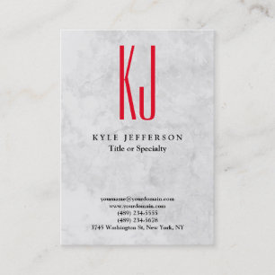 Moderne, stilvolle Monogram Gray Red Trendy Visitenkarte