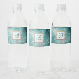 Moderne, stilvolle Monogram-Muster | SchneeParty 3 Wasserflaschenetikett