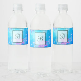 Moderne, stilvolle Monogram-Muster | SchneeParty # Wasserflaschenetikett