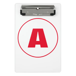 Moderne stilvolle Monogramm-Rote Initiale Buchstab Mini Klemmbrett