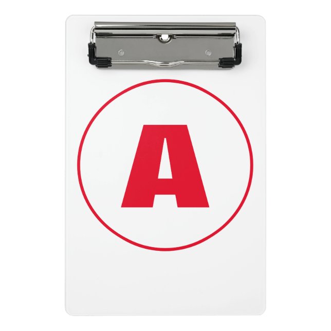 Moderne stilvolle Monogramm-Rote Initiale Buchstab Mini Klemmbrett (Vorderseite)