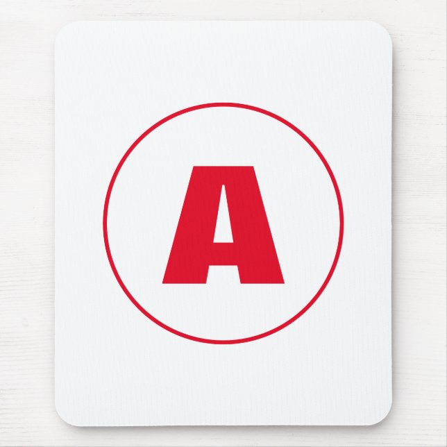 Moderne stilvolle Monogramm-Rote Initiale Buchstab Mousepad (Vorne)