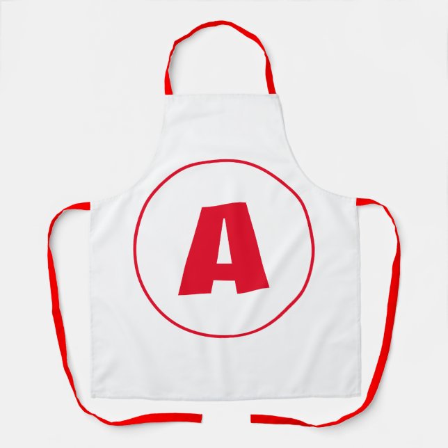 Moderne stilvolle Monogramm-Rote Initiale Buchstab Schürze (Vorderseite)