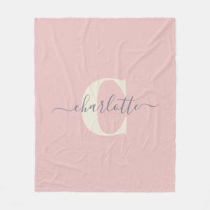 Moderne stilvolle monogrammierte Name Blush Rosa Fleecedecke