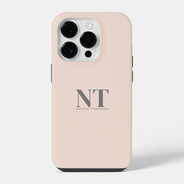 Moderne stilvolle monogrammierte rosa Pastellfarbe iPhone Hülle (Rückseite)