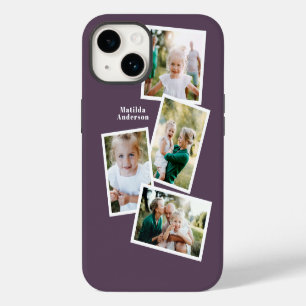 Moderne stilvolle Multi-Foto-Familie lila iPhone 14 Hülle