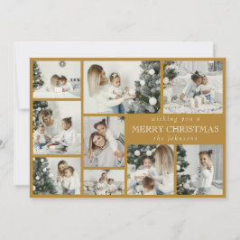Moderne, stilvolle Multi Foto Grid Gold Holiday Ca Feiertagskarte