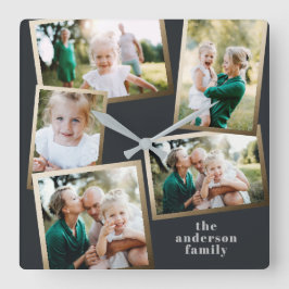 Moderne, stilvolle Multi-Foto-Wohngestaltung Quadratische Wanduhr