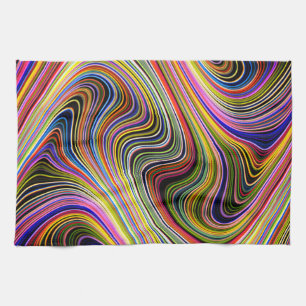 Moderne, stilvolle Multicolor Curvy Lines Küchentuch