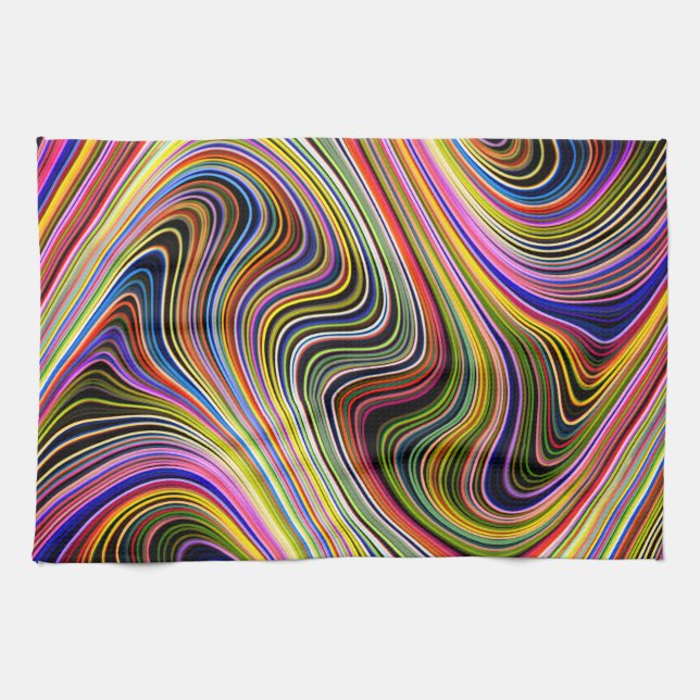 Moderne, stilvolle Multicolor Curvy Lines Küchentuch (Horizontal)