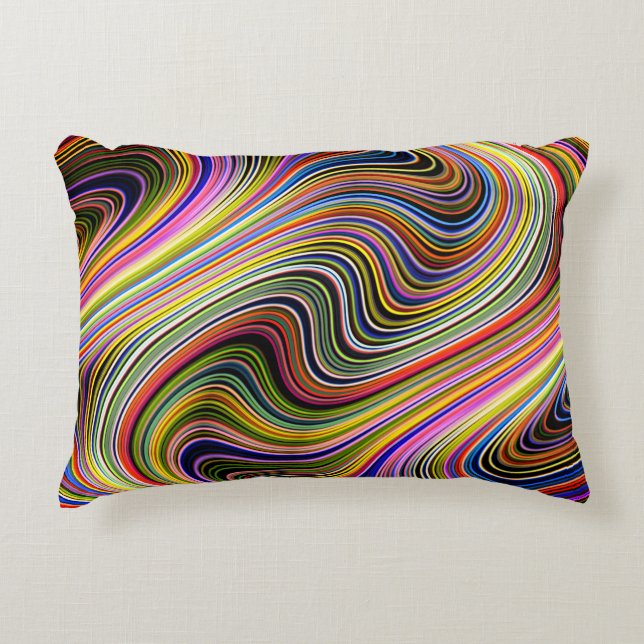 Moderne, stilvolle Multicolor Curvy Neon Lines Zierkissen (Vorderseite)