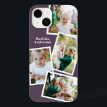 Moderne, stilvolle MultiFoto-Familie lila Case-Mate iPhone 14 Hülle<br><div class="desc">Modernes,  stilvolles Design für elektronische Handys mit mehreren Fotos. Ideal zum Geburtstag,  Weihnachten,  Müttertag oder Vatertag. Lila Farben können geändert werden.</div>