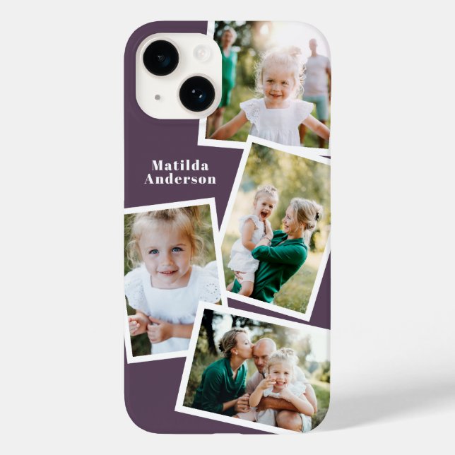Moderne, stilvolle MultiFoto-Familie lila Case-Mate iPhone Hülle (Rückseite)