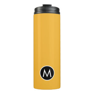 Moderne stilvolle Mustard Yellow Monogram Travel M Thermosbecher
