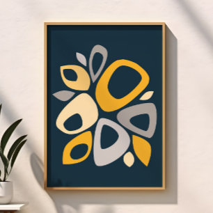 Moderne stilvolle navyblaue Senf abstrakte Poster
