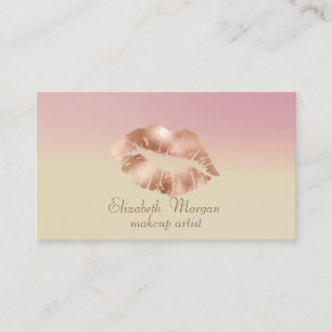 Moderne, stilvolle Ombre Rose Gold Lips Visitenkarte