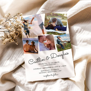 Moderne stilvolle Paar 6 Foto-Hochzeitseinladung Einladung