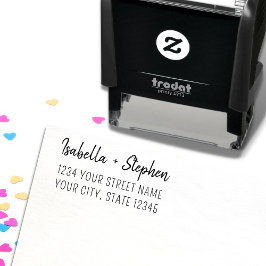 Moderne stilvolle Paare Trendy Wedding Address Permastempel