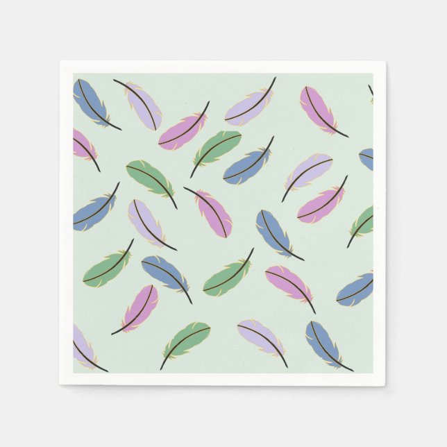 Moderne stilvolle pastellblaue Feder-Muster Serviette (Vorderseite)