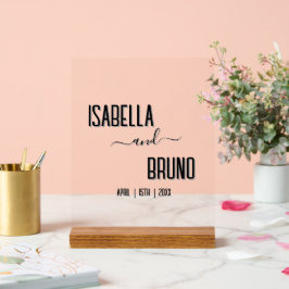 Moderne, stilvolle Personalisierte Schwarz-Text-Ho Acrylschild