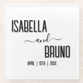 Moderne, stilvolle Personalisierte Schwarz-Text-Ho Glasuntersetzer