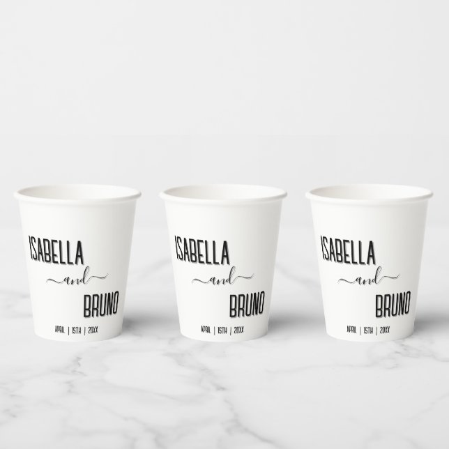 Moderne, stilvolle Personalisierte Schwarz-Text-Ho Pappbecher (Multi)