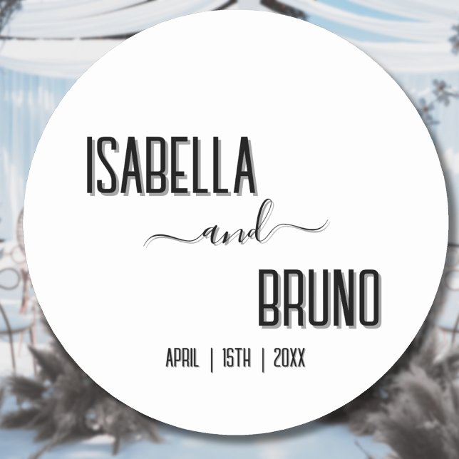 Moderne, stilvolle Personalisierte Schwarz-Text-Ho Runder Aufkleber (Von Creator hochgeladen)